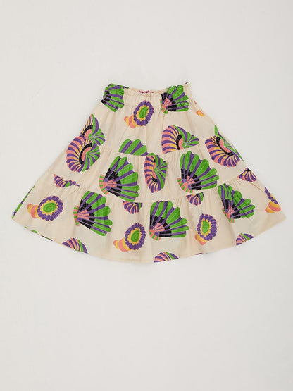 Girl's Gathered Waist Elastic Patterned Skirt