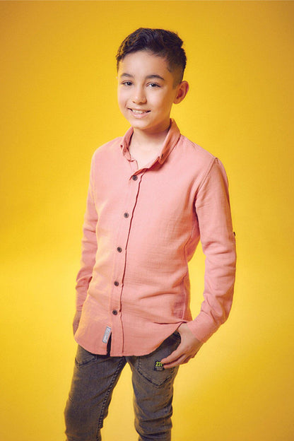 Boy's Shirt with Folded Sleeves