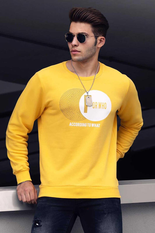 Yellow Printed Crew Neck Sweatshirt 4756