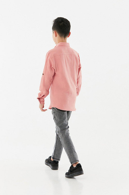 Boy's Shirt with Folded Sleeves