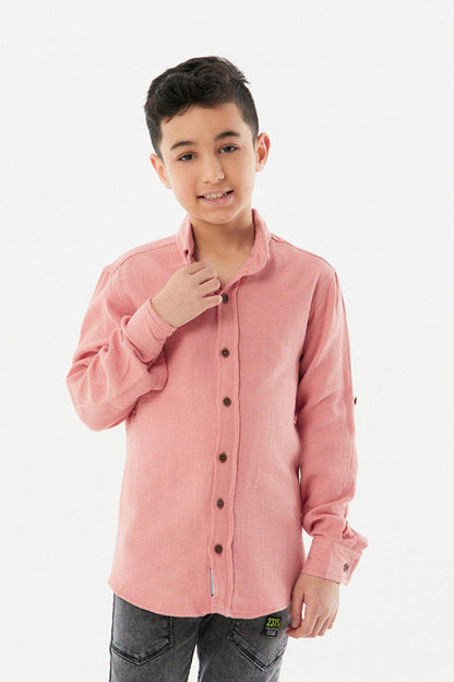 Boy's Shirt with Folded Sleeves