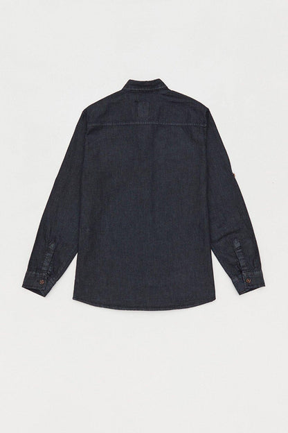 Boy's Shirt with Folded Sleeves and Double Pockets