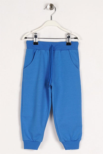 Boy's Blue Colored Rubber Cuff Sweatpants