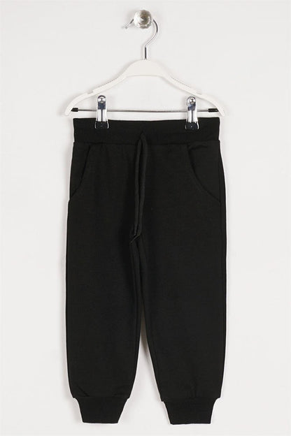 Boy's Black Colored Rubber Cuff Sweatpants