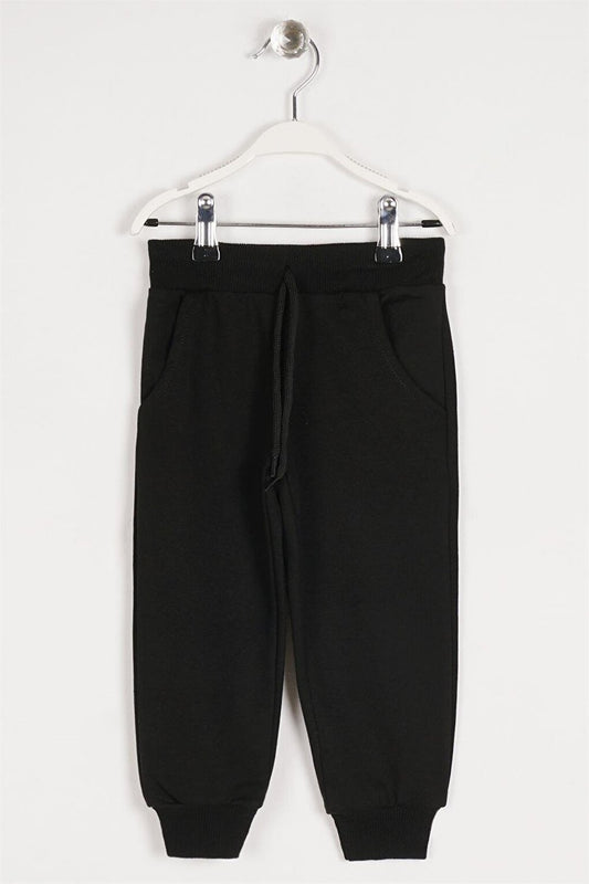 Boy's Black Colored Rubber Cuff Sweatpants