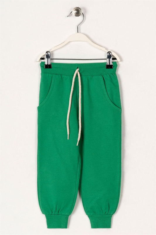 Boy's Green Colored Lace Up Sweatpants