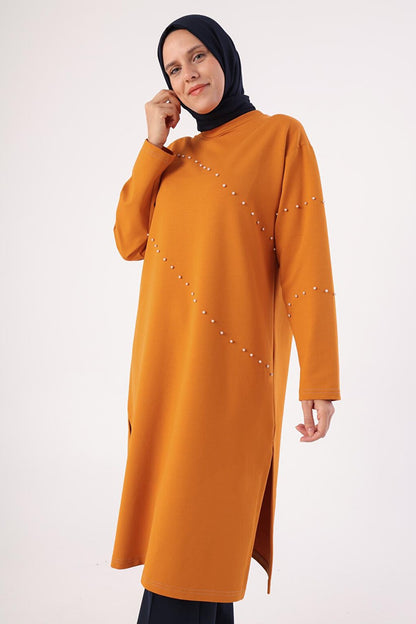 Orange Pearl Long Sweat Tunic