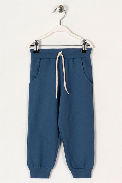 Boy's Blue Colored Lace Up Sweatpants