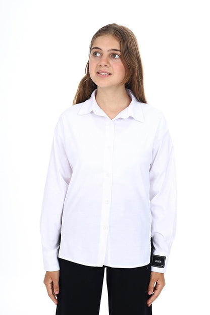 Girl's School Style Lycra Shirt with Cuff Label 9-14 Years Lx266