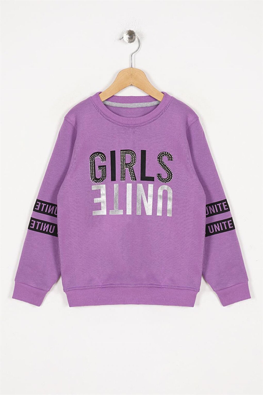 Girl's Lilac Colored Girls United Printed Stone Sweatshirt