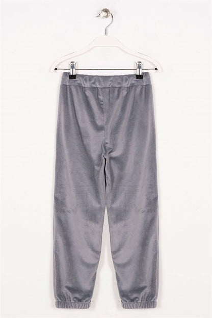 Girl's Gray Colored Velvet Sweatpants