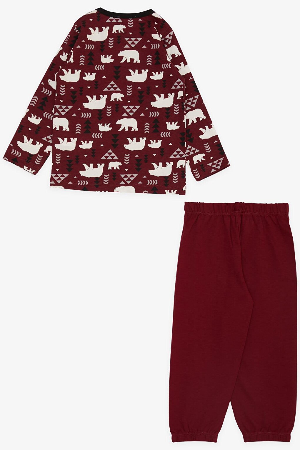 Boy's Pajama Set, Cute Polar Bear Patterned Claret Red (Age 1-4)