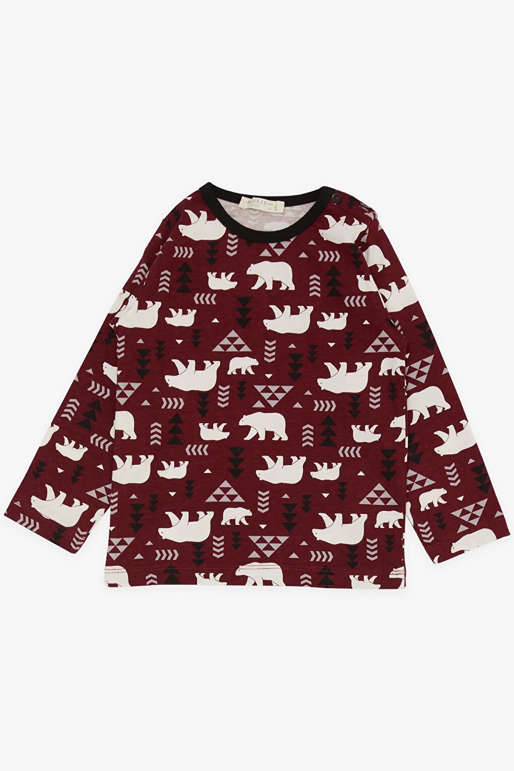 Boy's Pajama Set, Cute Polar Bear Patterned Claret Red (Age 1-4)