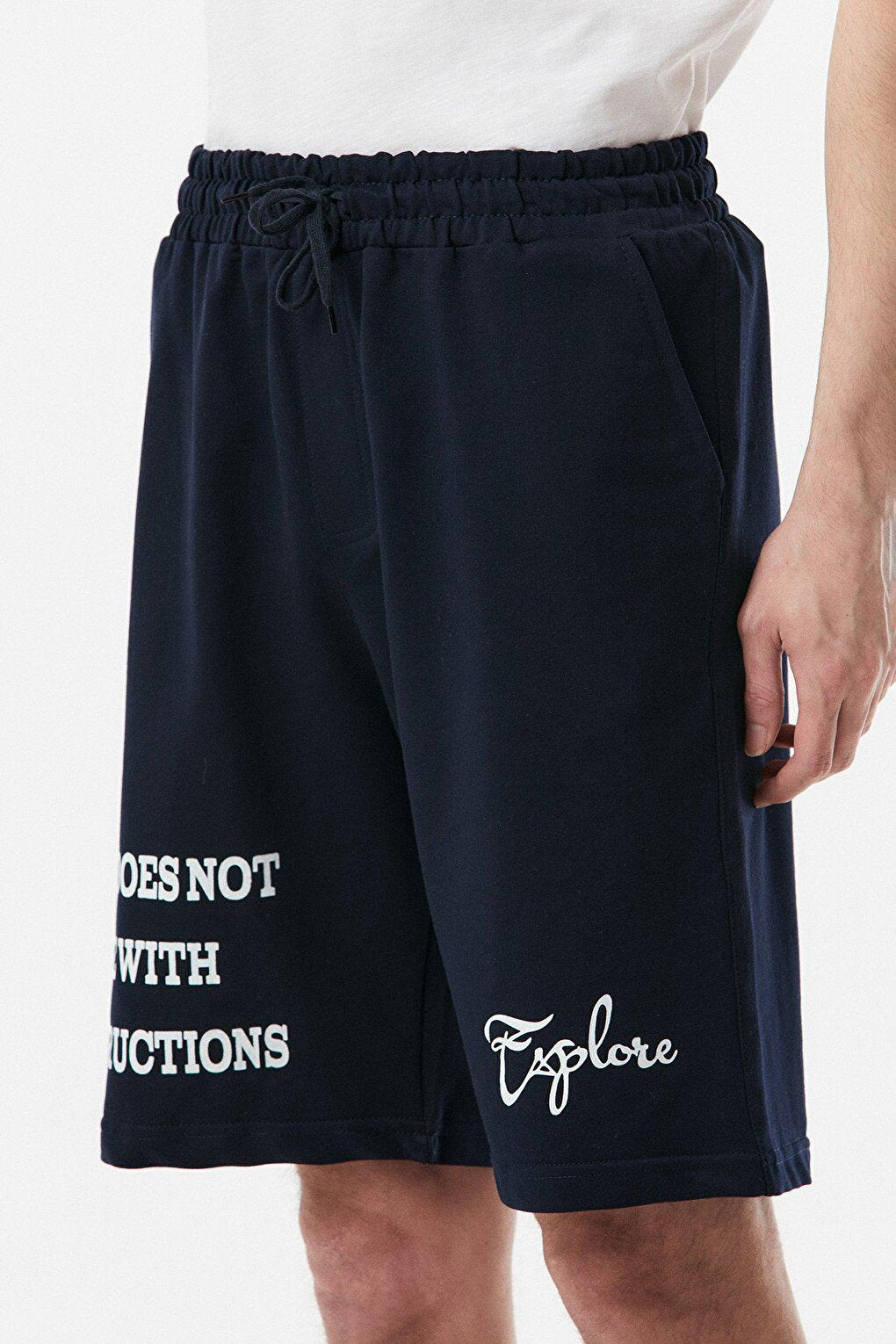 Text Printed Waist Tied Shorts