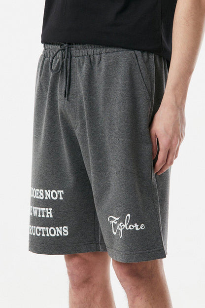 Text Printed Waist Tied Shorts