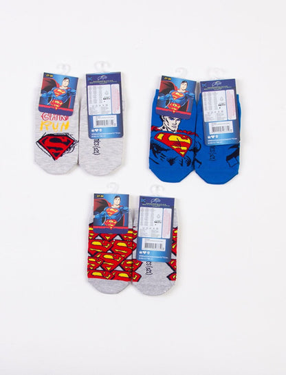 Superman Licensed 3 Pairs Booties Kids Socks 18200