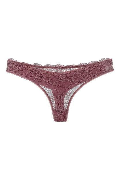 Cotton Lace Front Double Layer Seamless Thong Women's Panties