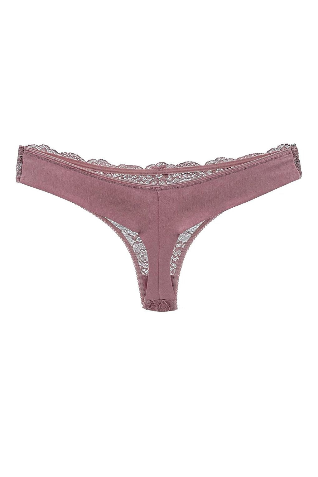 Cotton Lace Front Double Layer Seamless Thong Women's Panties