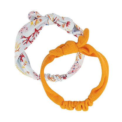 Coral Pattern / Orange Towel Headband Double Pack