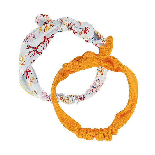 Coral Pattern / Orange Towel Headband Double Pack