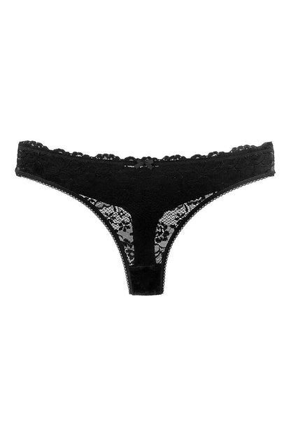 Cotton Lace Front Double Layer Seamless Thong Women's Panties