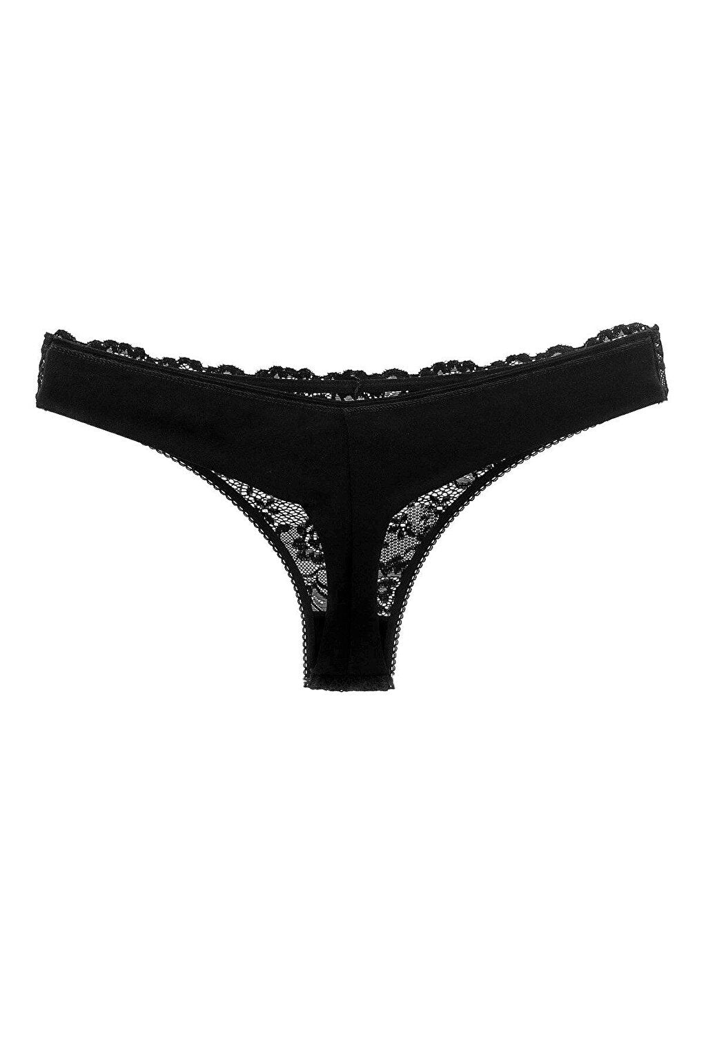 Cotton Lace Front Double Layer Seamless Thong Women's Panties