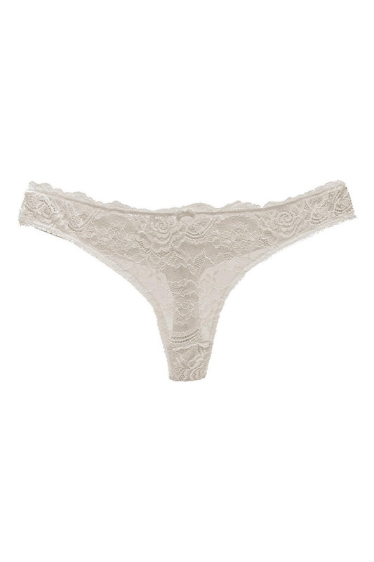 Cotton Lace Front Double Layer Seamless Thong Women's Panties