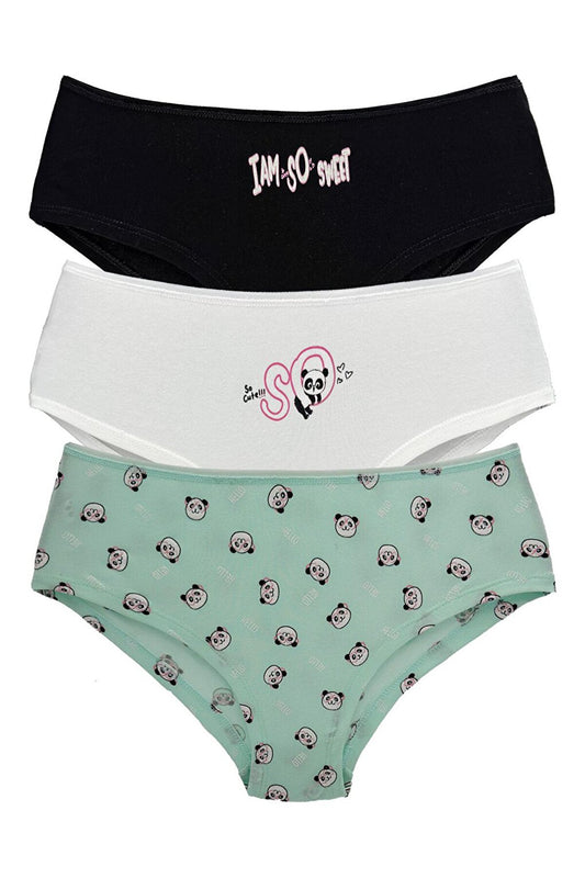 Cotton Patterned and Printed Hipster Women's Panties 3-Piece