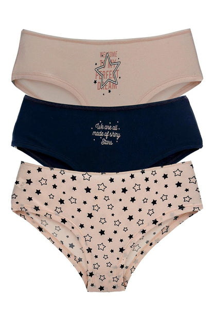 Cotton Patterned and Printed Hipster Women's Panties 3-Piece