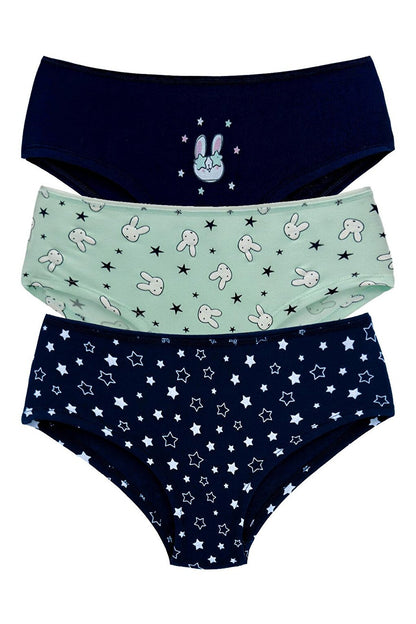 Cotton Patterned and Printed Hipster Women's Panties 3-Piece