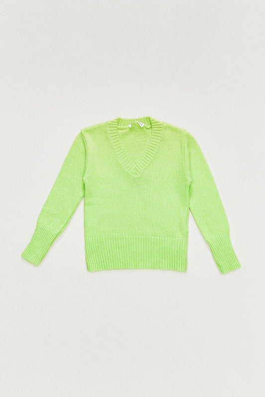 V-Neck Girl's Knitwear Sweater