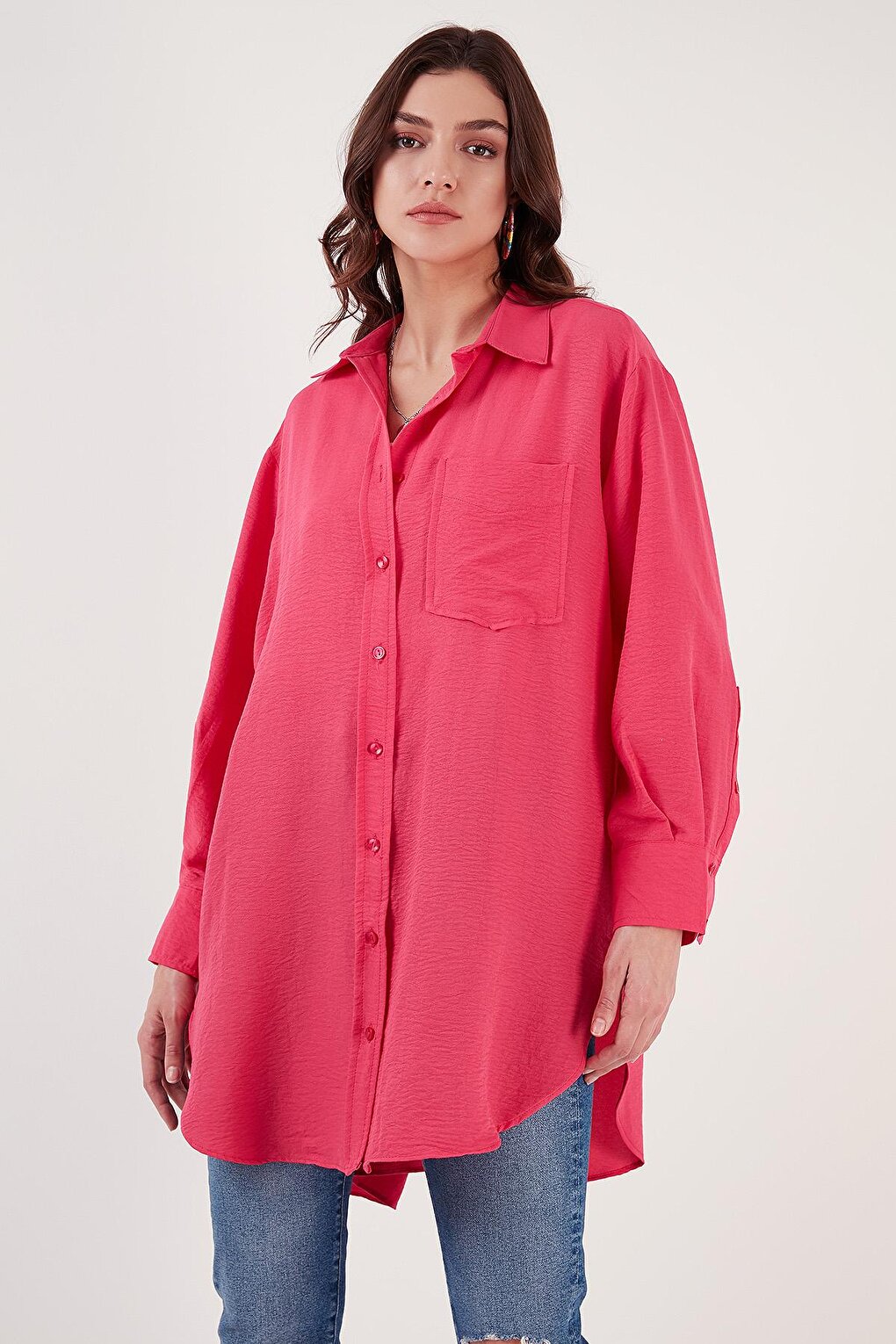 Single Pocket Oversize Thin Long Shirt 6234792