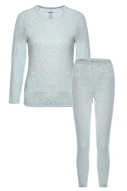 Women's Long Sleeve Thermal Underwear Set Light Blue Melange 8290