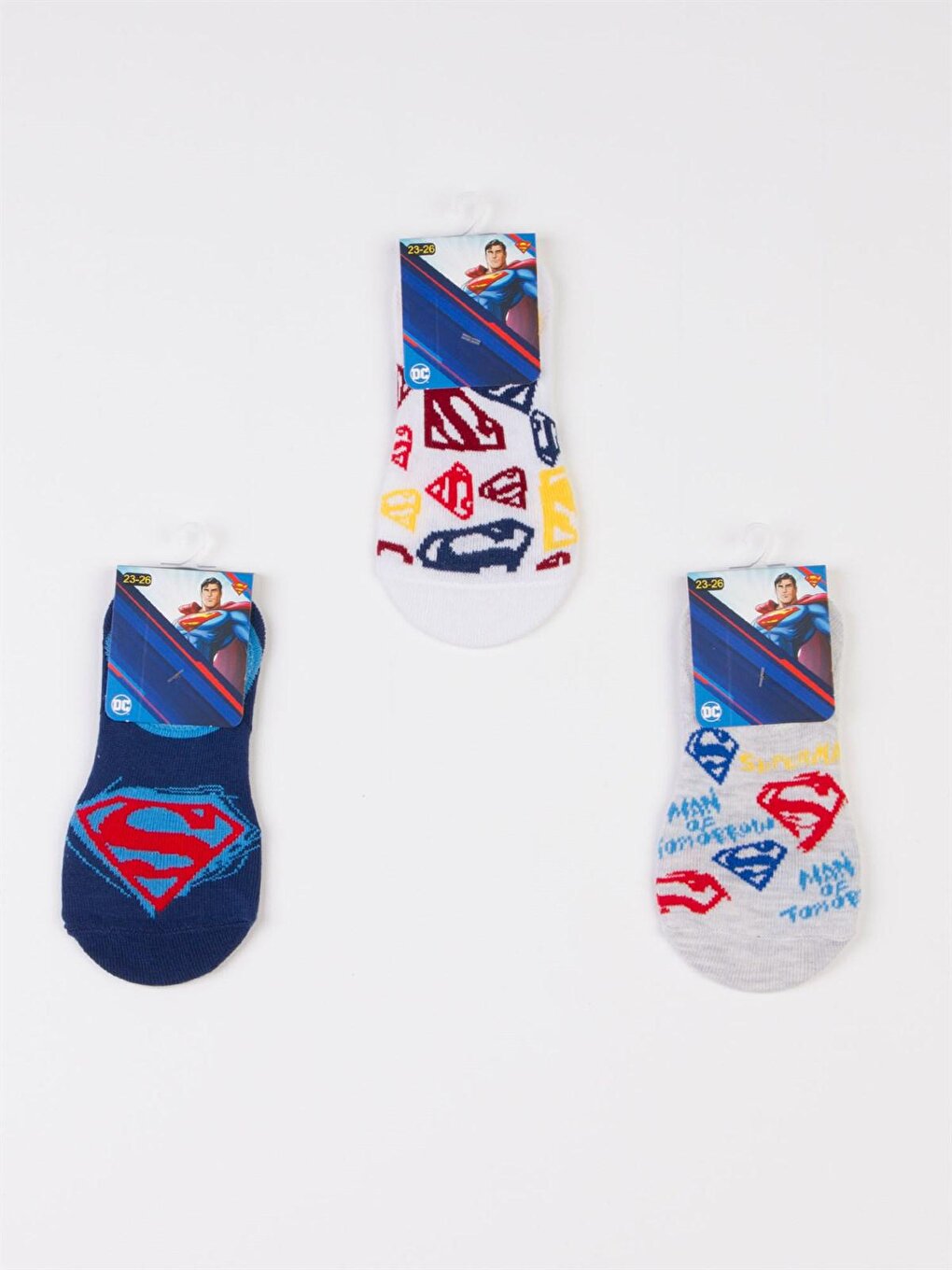 Superman Licensed Kids 3 Pairs Sneakers Socks 19838