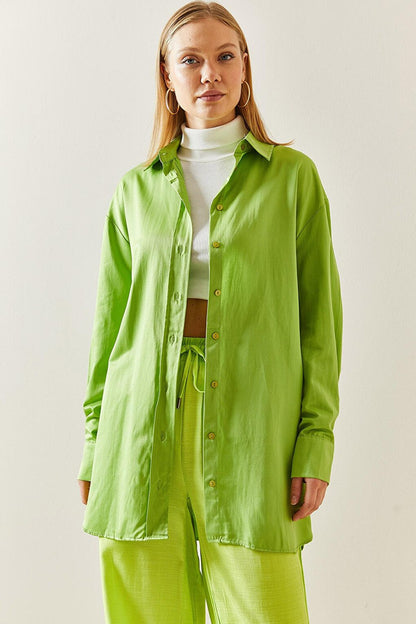 Green Oversize Basic Shirt 2YXK2-46510-08