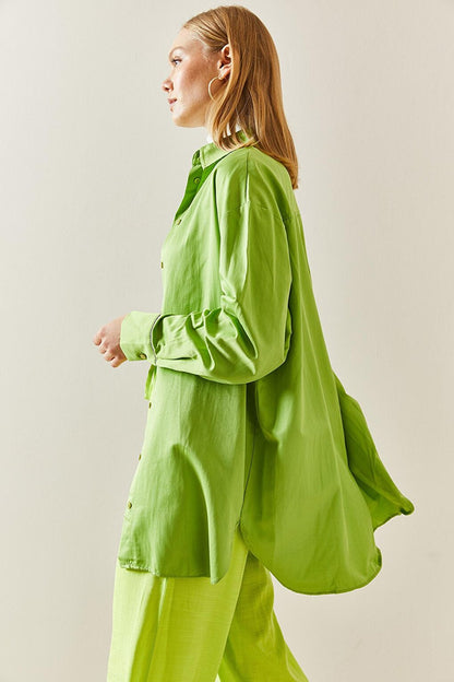 Green Oversize Basic Shirt 2YXK2-46510-08