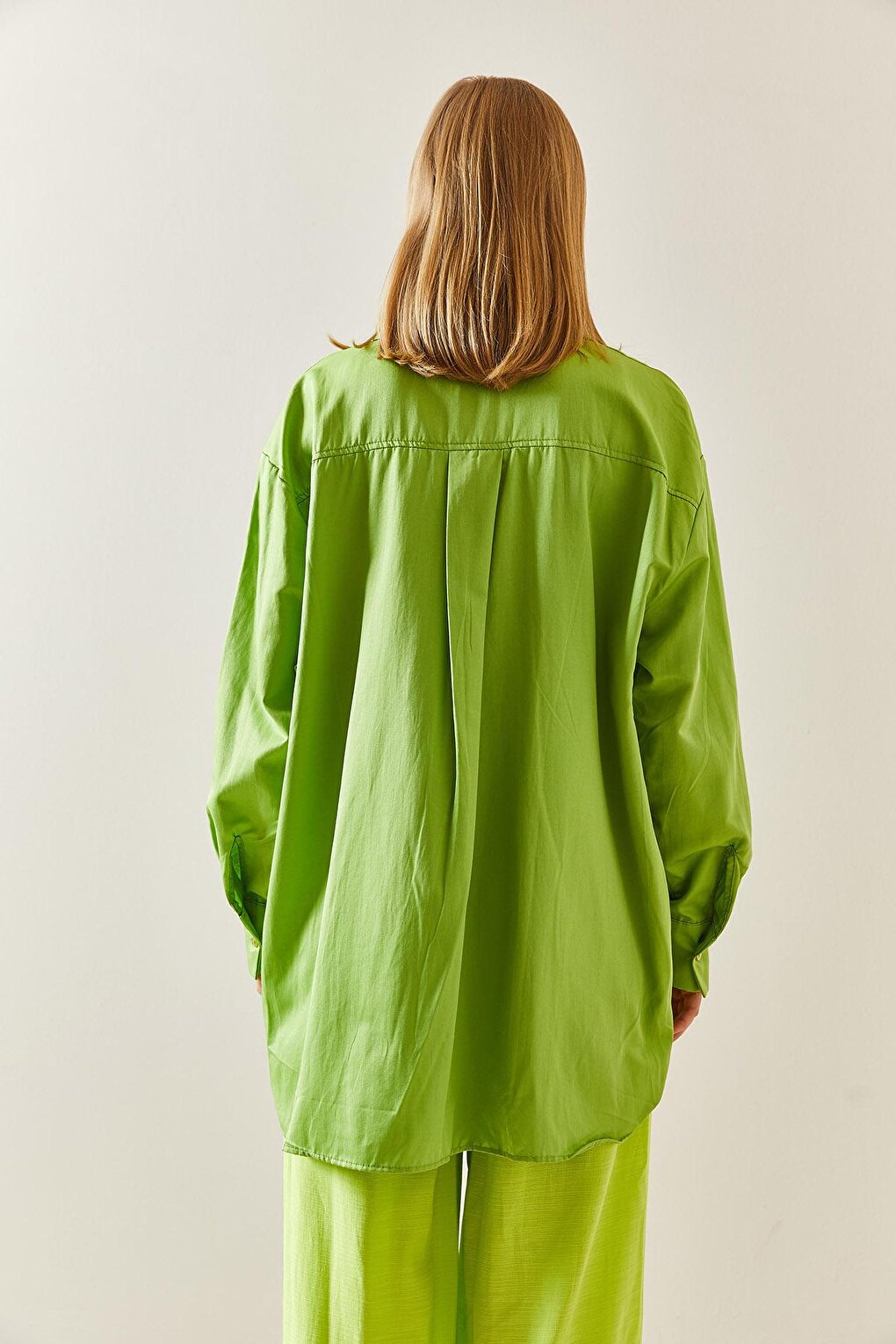 Green Oversize Basic Shirt 2YXK2-46510-08