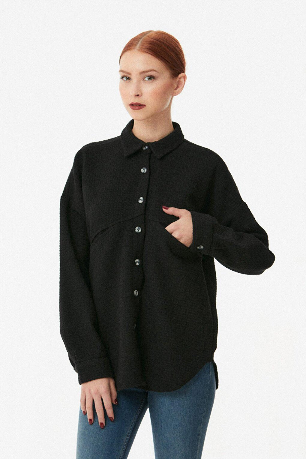 Waffle Fabric Double Pocket Shirt