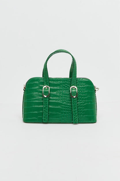 Small Croco Handle Bag Green