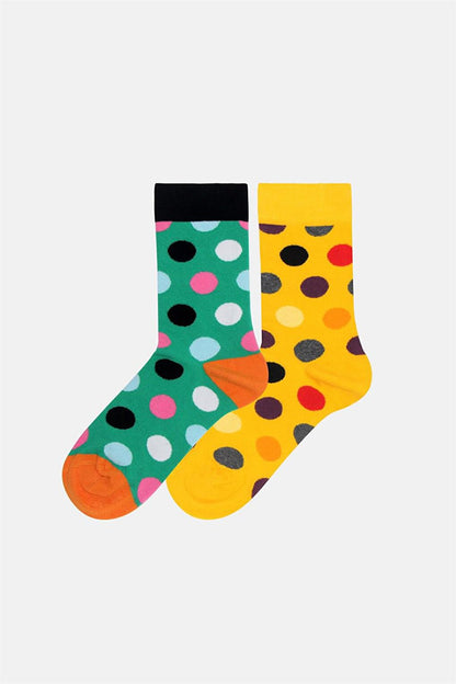 Unisex 2-Piece Colorful Polka Dot Socks