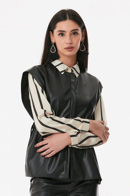 Striped Long Back Satin Shirt