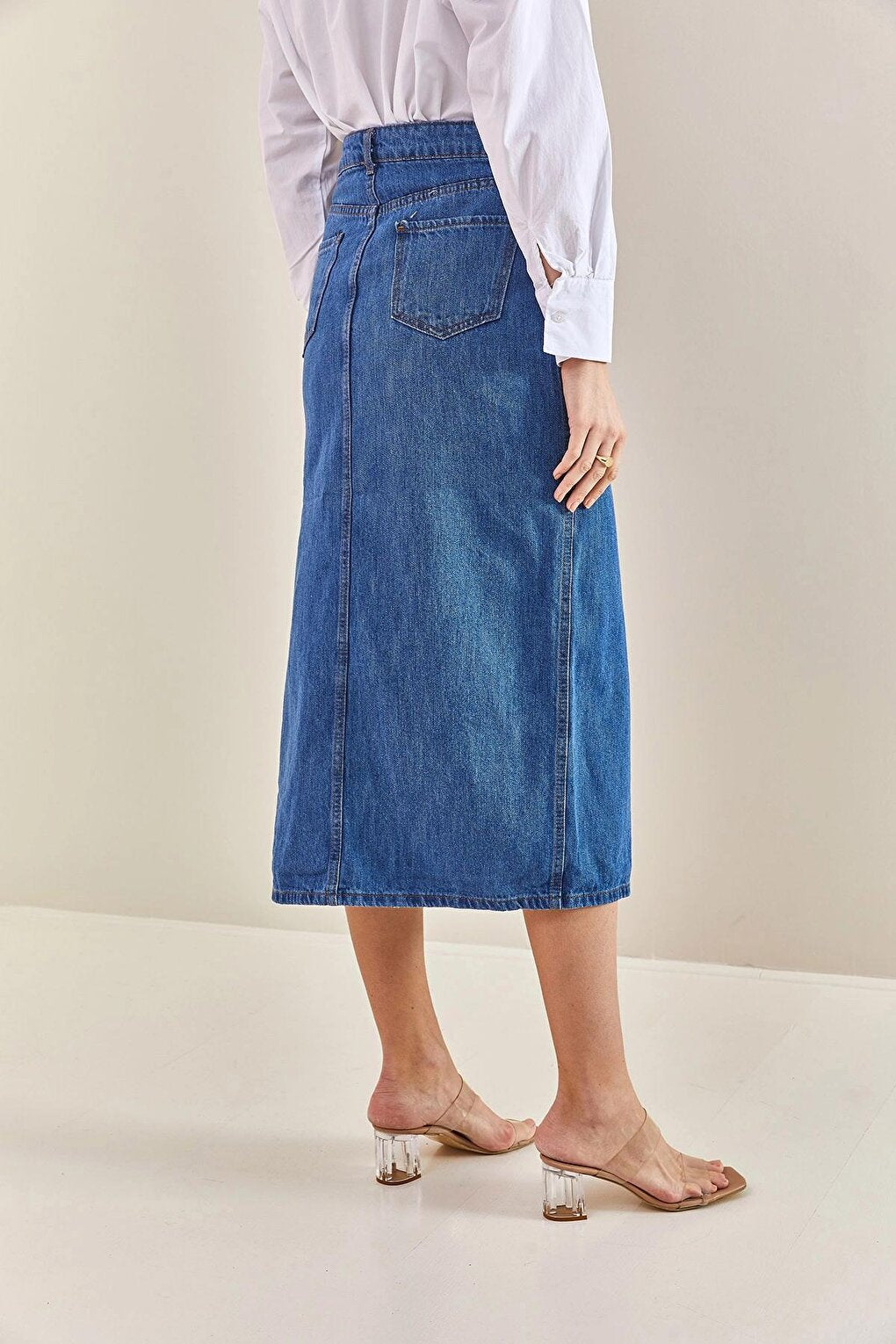 Women's Side Open Long Denim Skirt