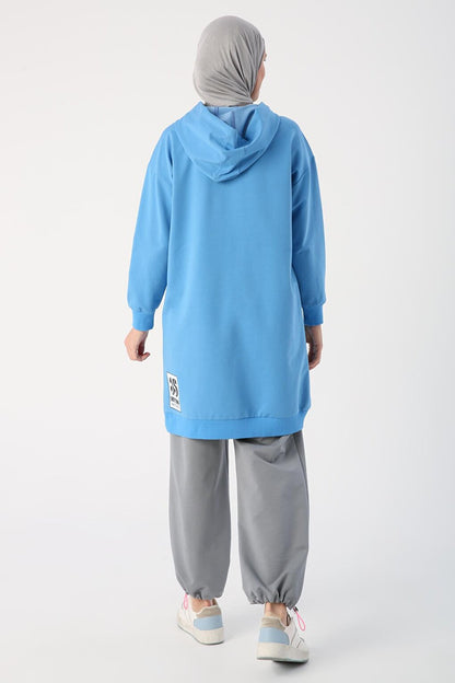 Saks Zipper Pocket Hooded Sweat Tunic