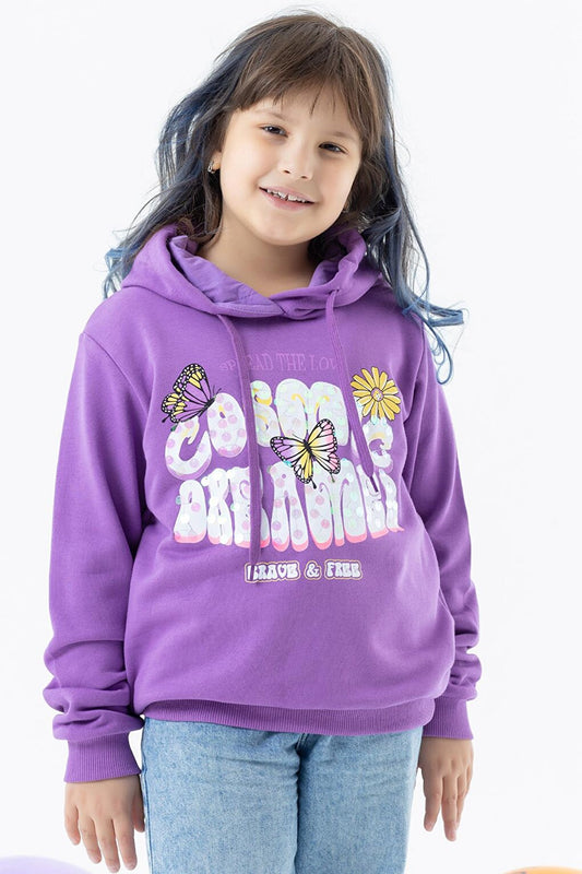 Girl's Sweatshirt Butterfly Printed Purple (Age 7-10)