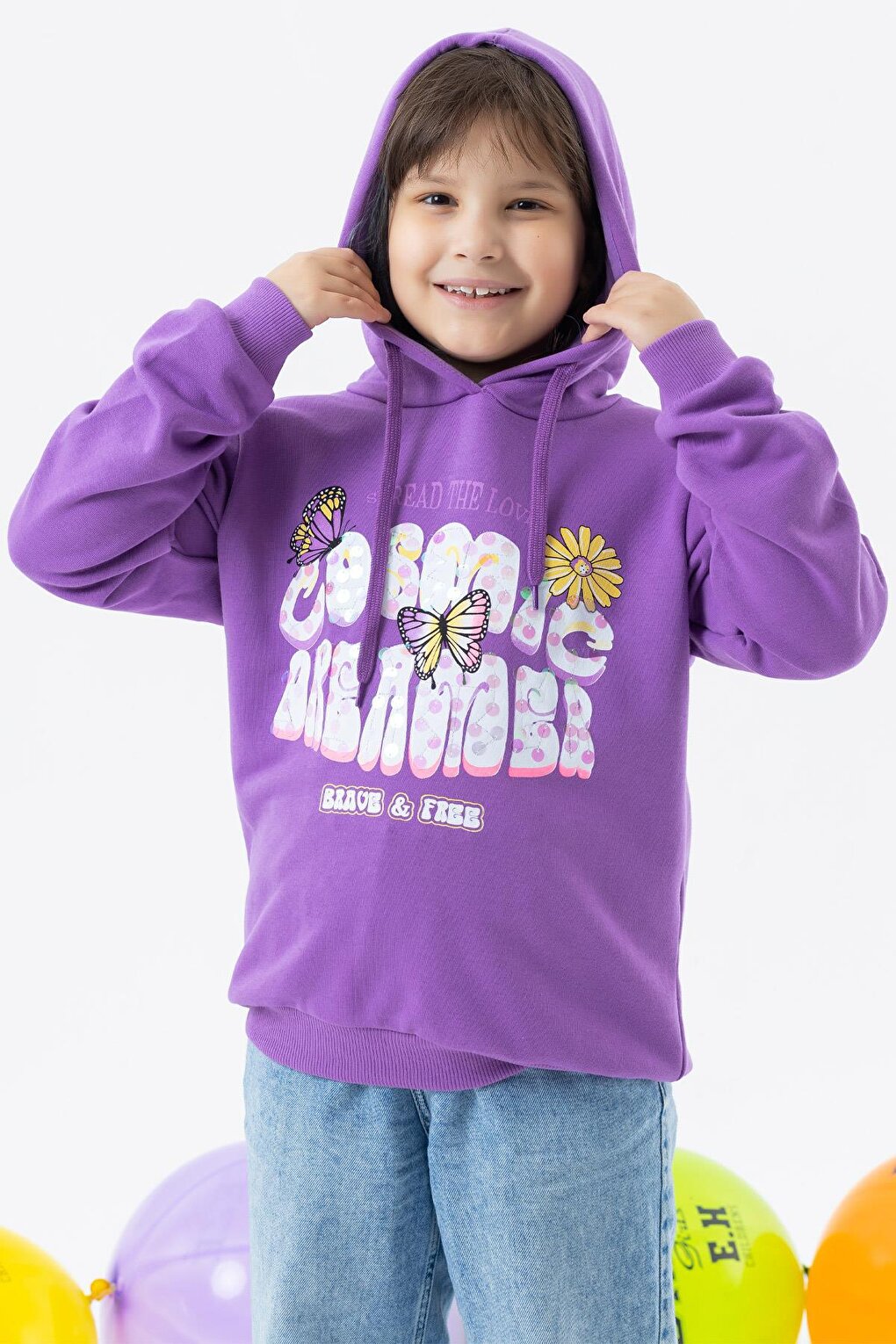 Girl's Sweatshirt Butterfly Printed Purple (Age 7-10)