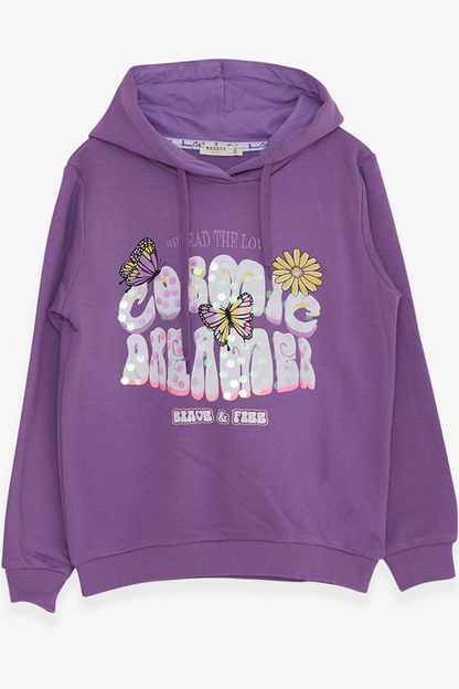 Girl's Sweatshirt Butterfly Printed Purple (Age 7-10)