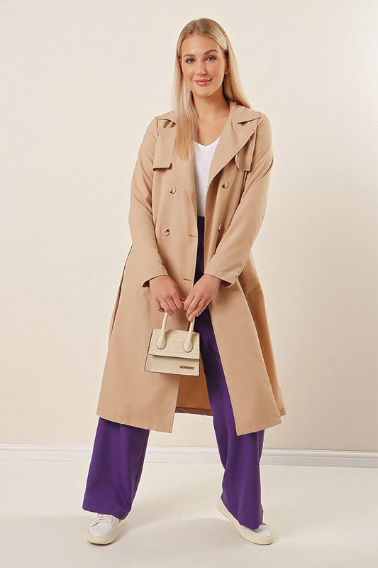 Trench Coat Jacket with Bag Pockets