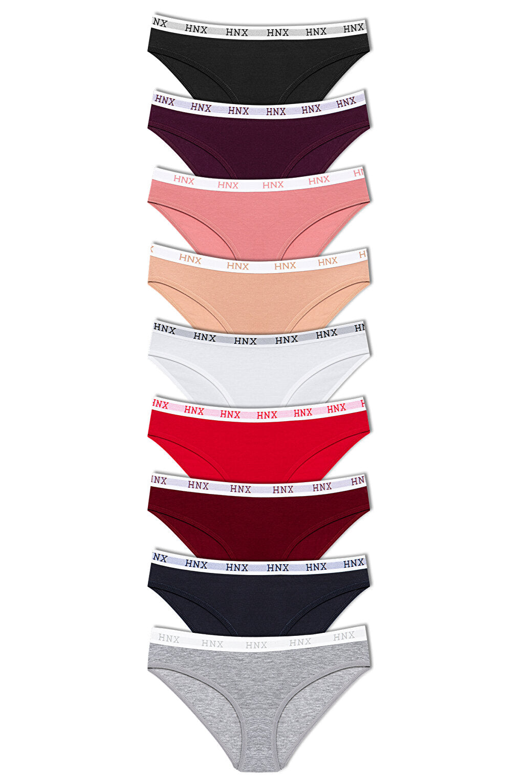 Cotton Basic Women's Panties with Lettering on the Waist, 9-pack