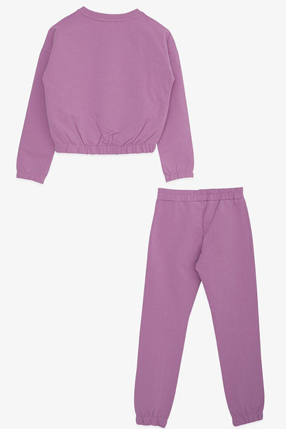 Girls' Tracksuit Set Glitter Girls Printed Lilac (Age 8-12)