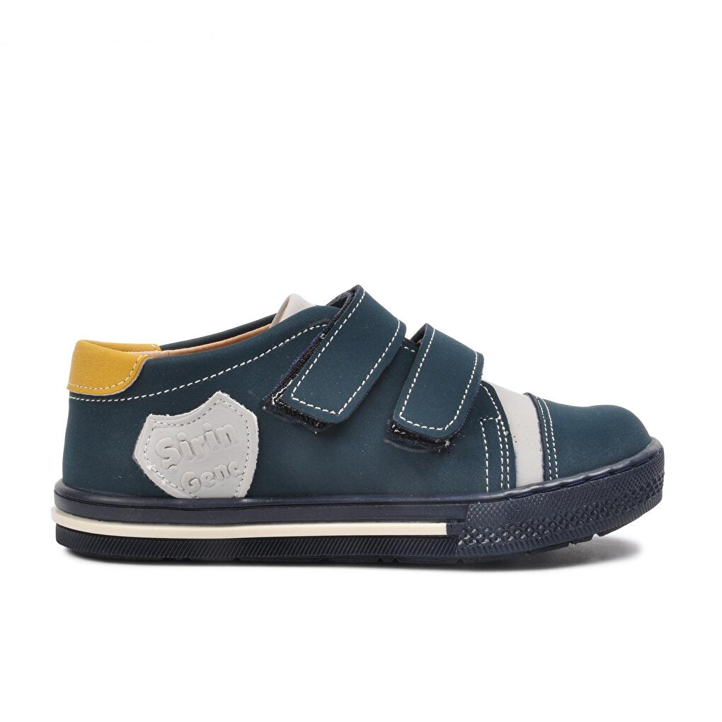 22021 Navy Blue Nubuck-Yellow Boy's Casual Shoes